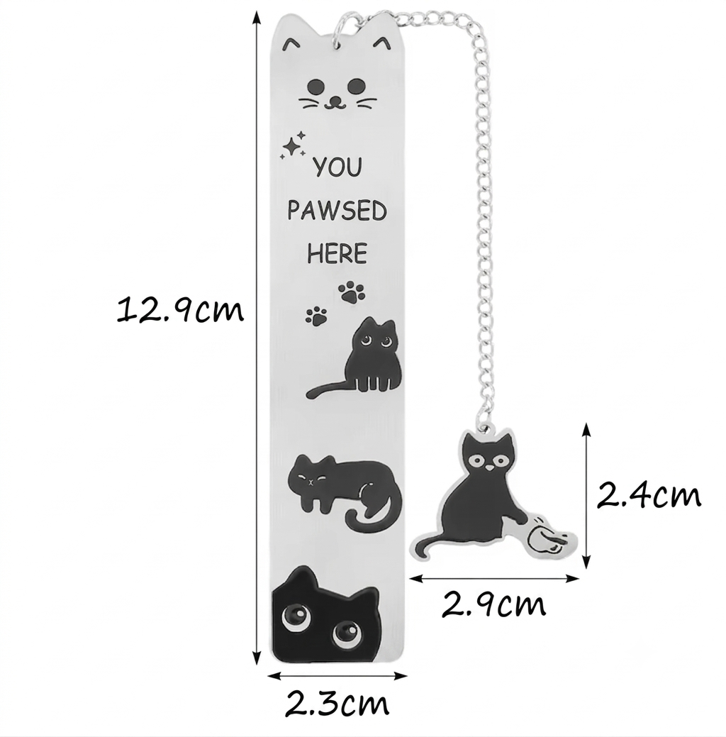 Marcador de paginas gatito negro.